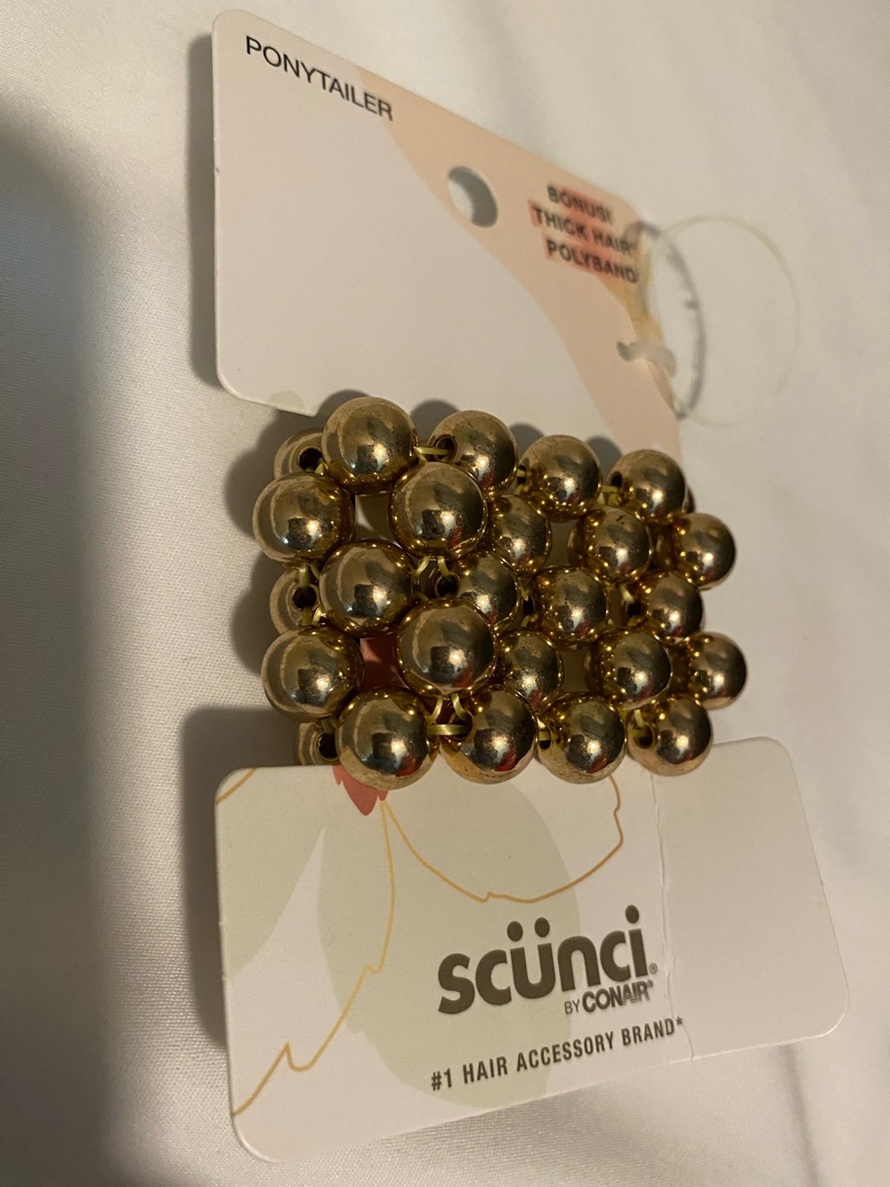 Scunci Gold Beaded Ponytailer Hair Tie - NEW! - Picture 2 of 6